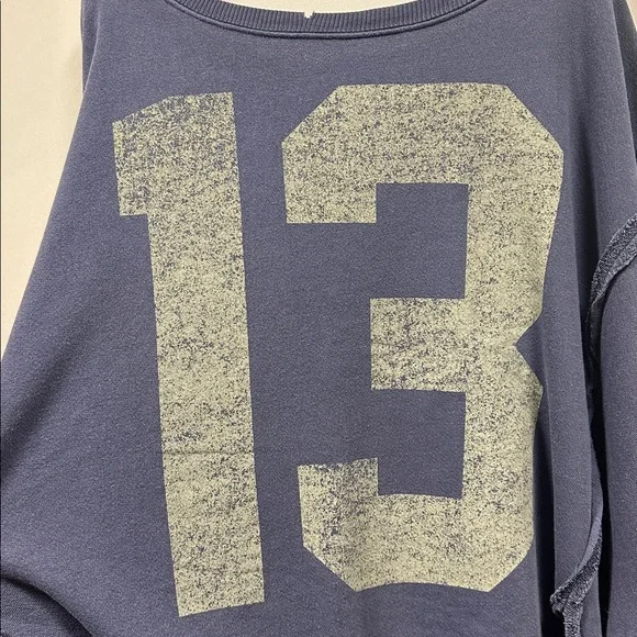 Free People Camden Graphic Pullover Sweatshirt Navy Combo 13 Size Medium - Picture 12 of 14
